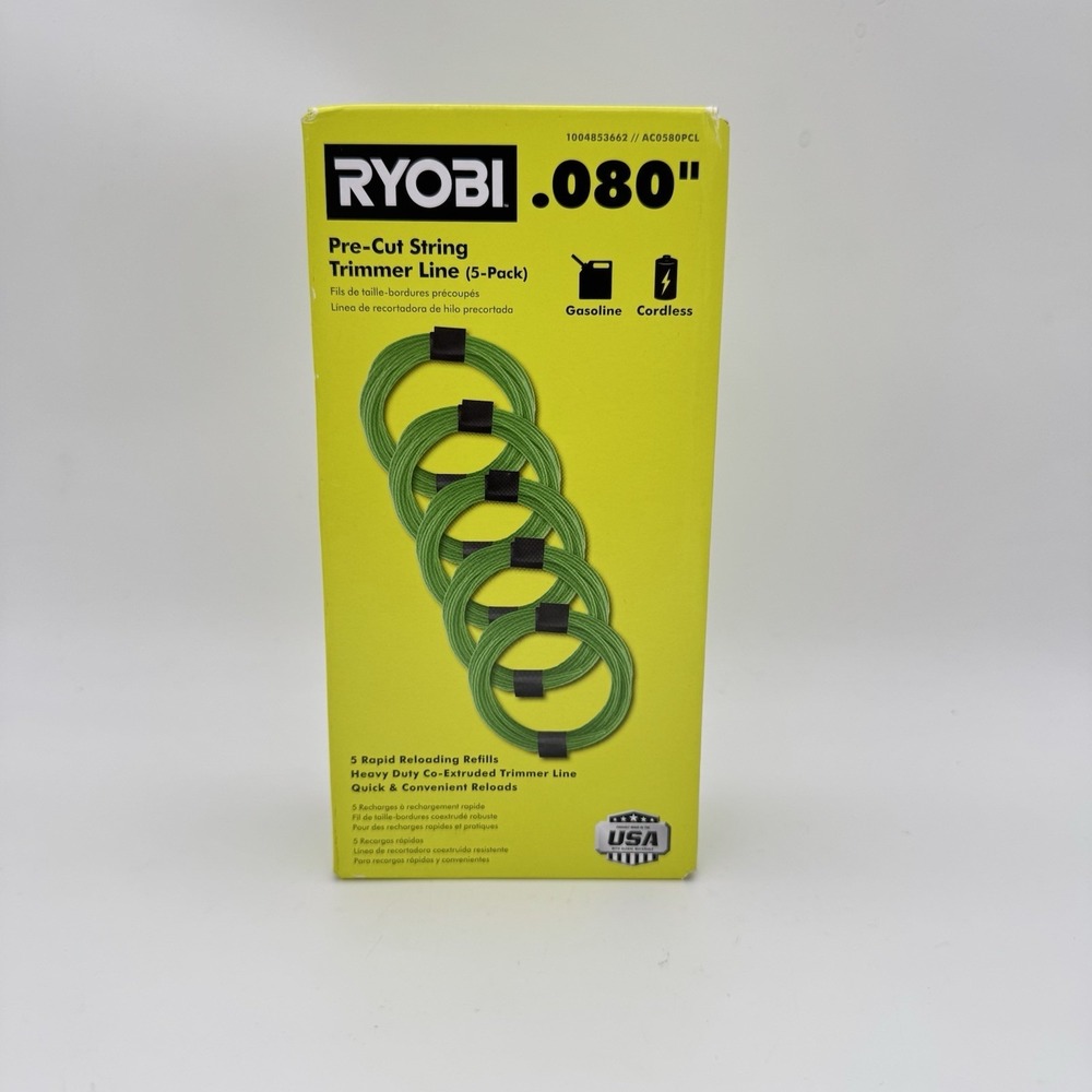 RYOBI AC0580PCL Trimmer Line 0.080 in. x 16 ft. Pre-Cut Spiral Line 5-Pack